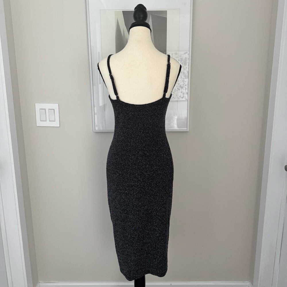 Silence + Noise Shimmer Midi Dress | Medium | Ruched Bodycon Party Dress - Picture 5 of 11